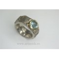 inel statement. aquamarin natural. aur 14 k & argint. bijuterii de designer