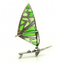 Miniatură windsurf din argint emailat plique-a-jour | Italia 