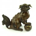 Statuetă okimono din bronz | Komainu - Shisa - Foo Dog | perioadă Meiji - Taisho | Japonia