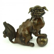 Statuetă okimono din bronz | Komainu - Shisa - Foo Dog | perioadă Meiji - Taisho | Japonia