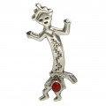 Broșă - amuletă amerindiană Rainbow Man | argint & coral roșu natural | Statele Unite