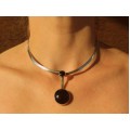 Spectaculos colier choker mexican | Space Age | argint & onix negru natural | atelier Taxco | cca.1960 - 1970