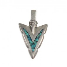 Amuletă amerindiană Arrowhead | argint & mozaic de turcoaze naturale | Statele Unite Amuletă amerindiană Arrowhead | argint & mozaic de turcoaze naturale | Statele Unite