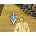 Amuletă amerindiană Arrowhead | argint & mozaic de turcoaze naturale | Statele Unite