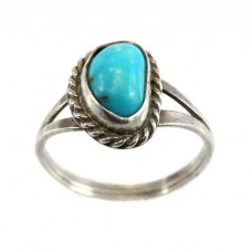 Rafinat inel amerindian decorat cu turcoaz natural Blue Ridge | Statele Unite Rafinat inel amerindian decorat cu turcoaz natural Blue Ridge | Statele Unite