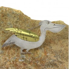 Broșă modernistă mexicană stilizată sub forma unui pelican | manufactură în argint | cca. 1970 Broșă modernistă mexicană stilizată sub forma unui pelican | manufactură în argint | cca. 1970