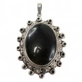 Opulent pandant locket mexican | argint &  obsidian Gold Sheen | cca. 1950