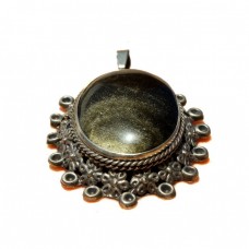 Opulent pandant locket mexican | argint &  obsidian Gold Sheen | cca. 1950 Opulent pandant locket mexican | argint &  obsidian Gold Sheen | cca. 1950