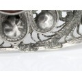 Impresionantă brățară scandinavă filigranată în argint și decorată cu anturaje de chihlimbar roșu natural | Danemarca