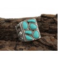 Inel modernist amerindian decorat cu turcoaze naturale | Turquoise Rain Drops | Statele Unite