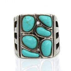 Inel modernist amerindian decorat cu turcoaze naturale | Turquoise Rain Drops | Statele Unite Inel modernist amerindian decorat cu turcoaze naturale | Turquoise Rain Drops | Statele Unite