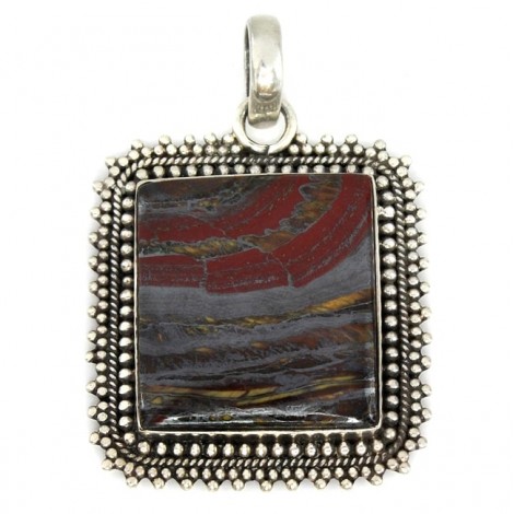 Amuletă amerindiană decorată cu un spectaculos specimen de piatră naturală Tiger Iron | argint 925 | Statele Unite