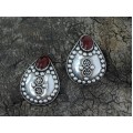 Impresionanți cercei etnici orientali din argint decorat cu agate carnelian | prindere clips | atelier Sezgin | Turcia