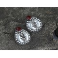 Impresionanți cercei etnici orientali din argint decorat cu agate carnelian | prindere clips | atelier Sezgin | Turcia