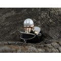 Impresionant inel cocktail decorat cu perlă naturală de cultură | argint 925 | atelier Galeri Gumaj | India 