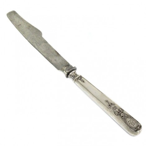 Cuțit Faberge cu mâner din argint | cuțit pentru porționare și tartinare | atelier Carl Faberge | Rusia Imperială cca. 1908 - 1917
