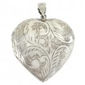 Impresionant pandant locket din argint gravat manual locket | Love Of My Heart | Marea Britanie