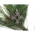 Amuletă celtică din argint cu anturaj de onix negru | Crucea lui Thor | manufactură de artizan indonezian