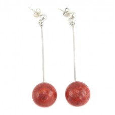 Cercei tassel din argint decorat cu anturaje de coral natural  Porifera Cercei tassel din argint decorat cu anturaje de coral natural  Porifera