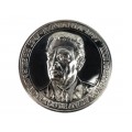 Medalie omagială din argint : Regele Mihai după 50 de ani de monarhie în exil | tiraj 50 exemplare | Monetăria Statului 1997