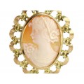 Broșă-pandant din aur 18 k decorată cu o camee naturală sculptată în stil victorian | Italia cca. 1950