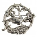 Broșă modernistă mexicană din argint cu design de inspirație Art Nouveau | atelier Gerardo Lopez - Taxco | cca.1950 