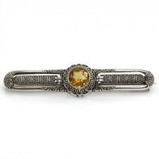 Broșă Art Deco din argint cu anturaj citrin natural Cairgorm | cca. 1930 - 1940 Germania Broșă Art Deco din argint cu anturaj citrin natural Cairgorm | cca. 1930 - 1940 Germania