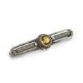 Broșă Art Deco din argint cu anturaj citrin natural Cairgorm | cca. 1930 - 1940 Germania