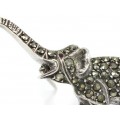 Broșă Art Deco din argint incrustat cu topaze, marcasite și granat | Elefant | cca. 1930 Germania