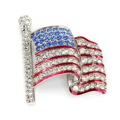 Broșă autentică Swarovski American Flag | Statele Unite anii '90