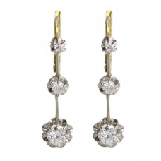 Cercei Art Deco din aur 18k decorați cu diamante naturale 0.65 CT montate în platină Franța cca.1920 Cercei Art Deco din aur 18k decorați cu diamante naturale 0.65 CT montate în platină Franța cca.1920
