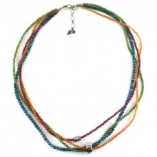 Rafinat colier multi strand decorat cu șiraguri de opal portocaliu, apatit , jad nefrit si granat | charmuri  din argint | Statle Unite Rafinat colier multi strand decorat cu șiraguri de opal portocaliu, apatit , jad nefrit si granat | charmuri  din argint | Statle Unite