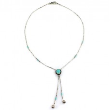 Colier minimalist etnic amerindian decorat cu turcoaz natural Royston Baby Blue | atelier  Q. T. Quoc Turquoise Inc.| Statele Unite cca.1970 Colier minimalist etnic amerindian decorat cu turcoaz natural Royston Baby Blue | atelier  Q. T. Quoc Turquoise Inc.| Statele Unite cca.1970