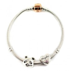 Brațară autentică Pandora accesorizată cu două charmuri de colecție | Olanda | anii 2010 Brațară autentică Pandora accesorizată cu două charmuri de colecție | Olanda | anii 2010