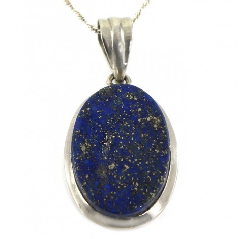 Colier din argint  cu un pandant modernist decorat cu lapis lazuli natural | Night Sky | Mexic cca.1980