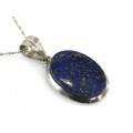 Colier din argint  cu un pandant modernist decorat cu lapis lazuli natural | Night Sky | Mexic cca.1980