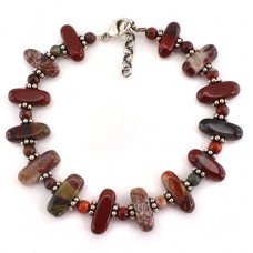 Brățară vintage boho-chic decorată cu o bogată varietate de jasp natural | argint 925 | Statele Unite Brățară vintage boho-chic decorată cu o bogată varietate de jasp natural | argint 925 | Statele Unite