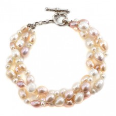 Elegantă brățară multistrand decorată cu perle Akoya | argint |  Statele Unite  Elegantă brățară multistrand decorată cu perle Akoya | argint |  Statele Unite