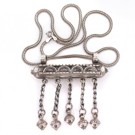 Colier islamic decorat cu o impresionantă amuletă Muska  | manufactură în argint | Turcia