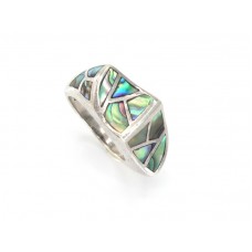 Inel Space Age din argint decorat cu sidef de scoică Abalone | Mexic cca. 1970