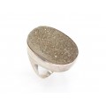 Opulent inel statement mid-century din argint decorat cu Piatra Lunii - Druzy MoonStone | Statele Unite | cca. 1960