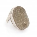 Opulent inel statement mid-century din argint decorat cu Piatra Lunii - Druzy MoonStone | Statele Unite | cca. 1960