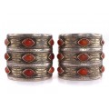 Pereche de brățări etnice turkmene | manufactură în argint & carnelian natural | cca 1900