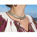 Impresionant colier choker etnic indian | manufactură în argint masiv | început de secol XX