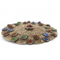 Opulentă amuletă pectorală turkmenă Gulyaka | triburile Yomut | manufactură în argint aurit | cca.1900 Turkmenistan
