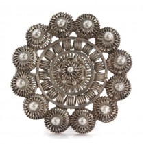 Veche broșă tunisiană splendid manufacturată în argint filigranat | sf. de secol XIX