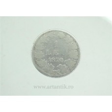 1 leu 1870  Domnul Romaniei Carol I