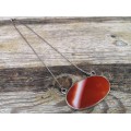 Colier statement mid-century decorat cu un spectaculos agat carnelian | manufactură în argint | Franța cca 1960