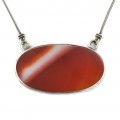 Colier statement mid-century decorat cu un spectaculos agat carnelian | manufactură în argint | Franța cca 1960