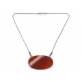 Colier statement mid-century decorat cu un spectaculos agat carnelian | manufactură în argint | Franța cca 1960